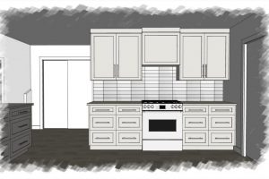 Infill Lot Carriage House Kitchen Range Wall